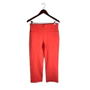 Betabrand Crop Trouser Coral Medium Pull On Pink High Rise Elastic Waist